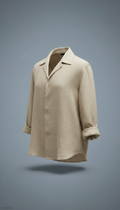 Beige Linen luxury shirt, Opt for a three-quarter angle to showcase the fit and cut of the garments, perfectly centered...